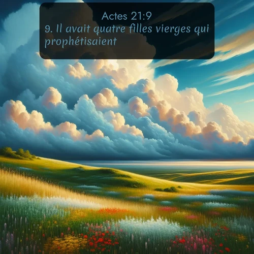 Segond Actes  ; image nature: image avec le verset biblique :Il avait quatre filles vierges qui prophétisaient. ;  ; 21:9