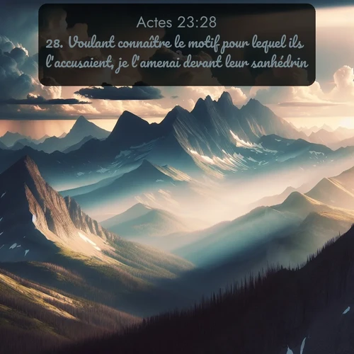Segond Actes  ; image nature: image avec le verset biblique :Voulant connaître le motif pour lequel ils l&#039;accusaient, je l&#039;amenai devant leur sanhédrin. ;  ; 23:28
