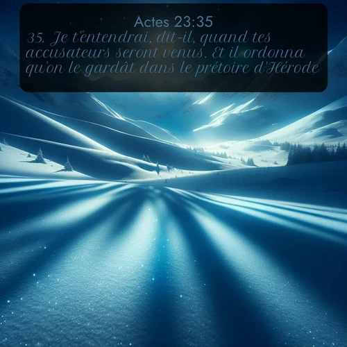 Segond Actes  ; image nature: image avec le verset biblique :Je t&#039;entendrai, dit-il, quand tes accusateurs seront venus. Et il ordonna qu&#039;on le gardât dans le prétoire d&#039;Hérode. ;  ; 23:35