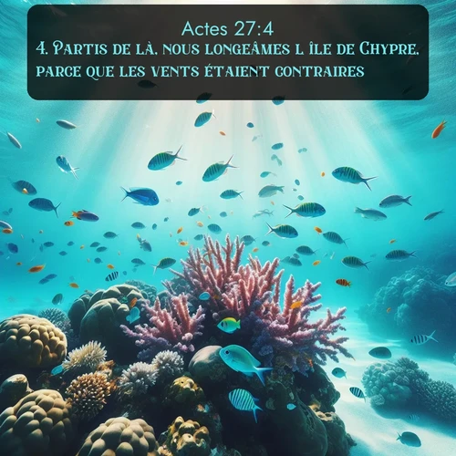 Segond Actes  ; image nature: image avec le verset biblique :Partis de là, nous longeâmes l&#039;île de Chypre, parce que les vents étaient contraires. ;  ; 27:4