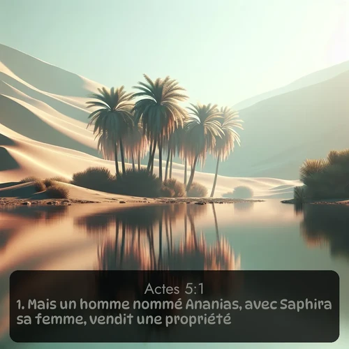 Segond Actes  ; image nature: image avec le verset biblique :Mais un homme nommé Ananias, avec Saphira sa femme, vendit une propriété, ;  ; 5:1