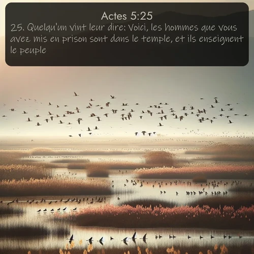 Segond Actes  ; image nature: image avec le verset biblique :Quelqu&#039;un vint leur dire: Voici, les hommes que vous avez mis en prison sont dans le temple, et ils enseignent le peuple. ;  ; 5:25