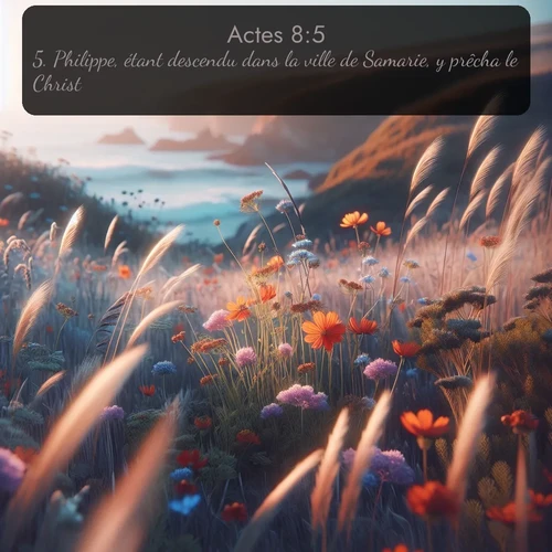 Segond Actes  ; image nature: image avec le verset biblique :Philippe, étant descendu dans la ville de Samarie, y prêcha le Christ. ;  ; 8:5