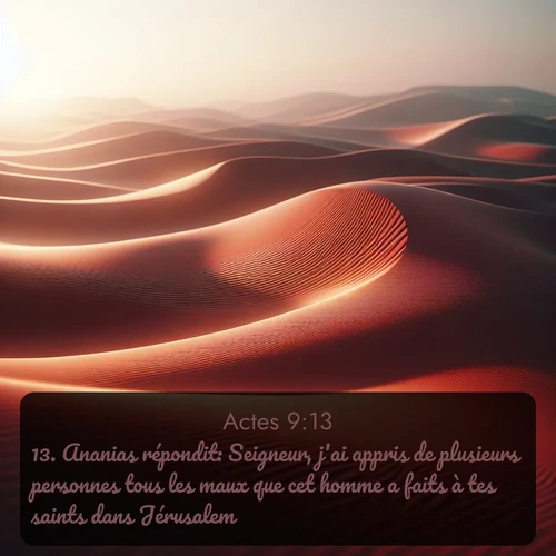 Segond Actes  ; image nature: image avec le verset biblique :Ananias répondit: Seigneur, j&#039;ai appris de plusieurs personnes tous les maux que cet homme a faits à tes saints dans Jérusalem; ;  ; 9:13