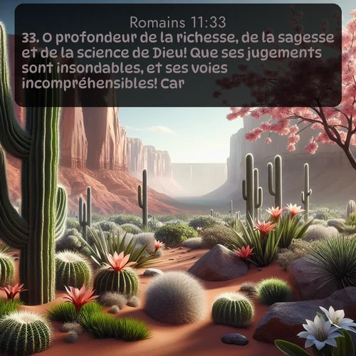 Segond Romains  ; image nature: image avec le verset biblique :O profondeur de la richesse, de la sagesse et de la science de Dieu! Que ses jugements sont insondables, et ses voies incompréhensibles! Car ;  ; 11:33