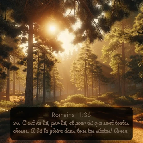 Segond Romains  ; image nature: image avec le verset biblique :C&#039;est de lui, par lui, et pour lui que sont toutes choses. A lui la gloire dans tous les siècles! Amen! ;  ; 11:36