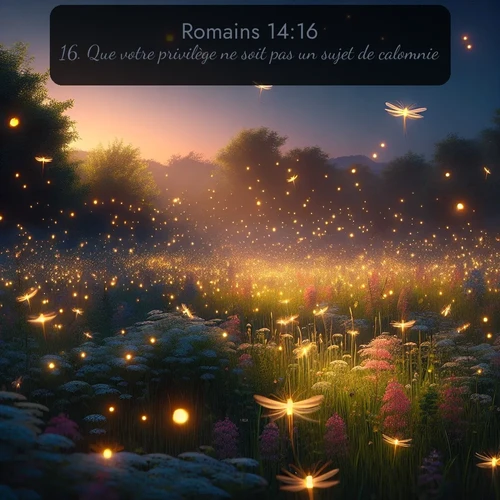 Segond Romains  ; image nature: image avec le verset biblique :Que votre privilège ne soit pas un sujet de calomnie. ;  ; 14:16