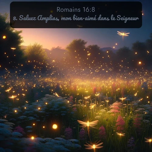 Segond Romains  ; image nature: image avec le verset biblique :Saluez Amplias, mon bien-aimé dans le Seigneur. ;  ; 16:8