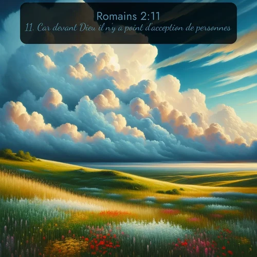 Segond Romains  ; image nature: image avec le verset biblique :Car devant Dieu il n&#039;y a point d&#039;acception de personnes. ;  ; 2:11