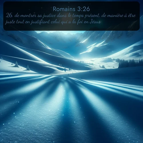 Segond Romains  ; image nature: image avec le verset biblique :de montrer sa justice dans le temps présent, de manière à être juste tout en justifiant celui qui a la foi en Jésus. ;  ; 3:26