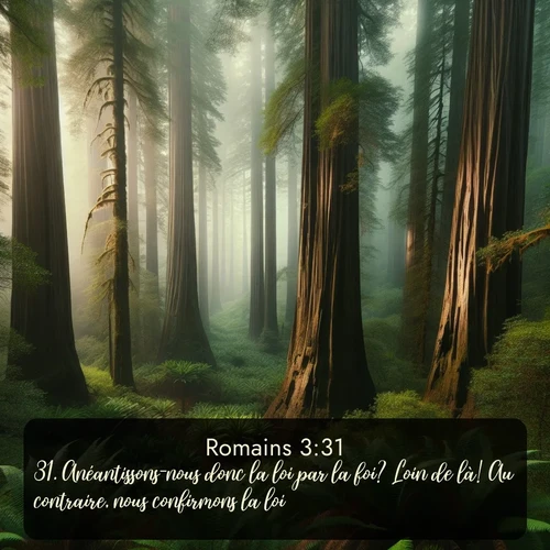 Segond Romains  ; image nature: image avec le verset biblique :Anéantissons-nous donc la loi par la foi? Loin de là! Au contraire, nous confirmons la loi. ;  ; 3:31