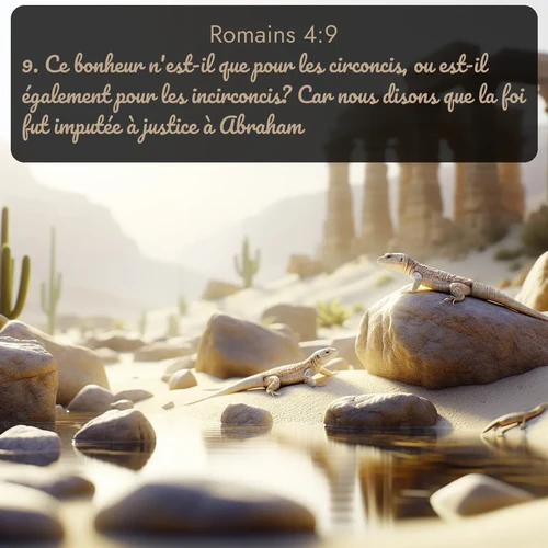 Segond Romains  ; image nature: image avec le verset biblique :Ce bonheur n&#039;est-il que pour les circoncis, ou est-il également pour les incirconcis? Car nous disons que la foi fut imputée à justice à Abraham. ;  ; 4:9