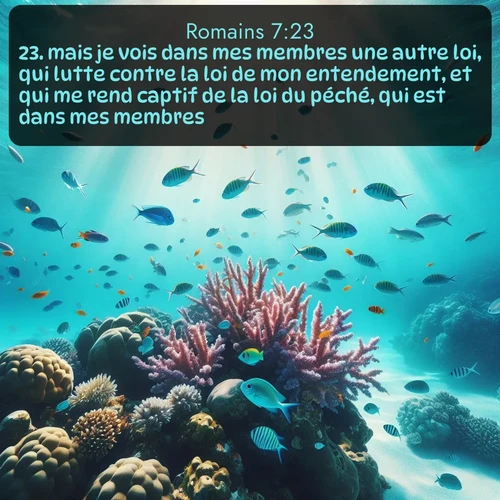 Segond Romains  ; image nature: image avec le verset biblique :mais je vois dans mes membres une autre loi, qui lutte contre la loi de mon entendement, et qui me rend captif de la loi du péché, qui est dans mes membres. ;  ; 7:23