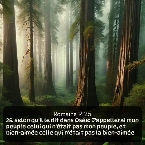 Segond Romains  ; image nature: image avec le verset biblique :selon qu&#039;il le dit dans Osée: J&#039;appellerai mon peuple celui qui n&#039;était pas mon peuple, et bien-aimée celle qui n&#039;était pas la bien-aimée; ;  ; 9:25