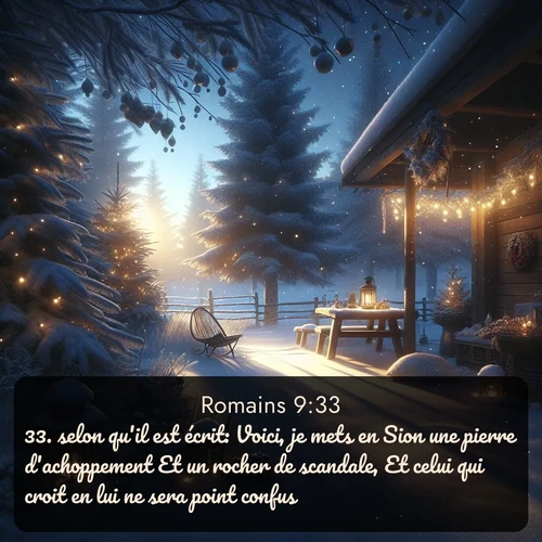 Segond Romains  ; image nature: image avec le verset biblique :selon qu&#039;il est écrit: Voici, je mets en Sion une pierre d&#039;achoppement Et un rocher de scandale, Et celui qui croit en lui ne sera point confus. ;  ; 9:33