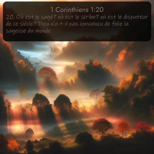 Segond 1 Corinthiens  ; image nature: image avec le verset biblique :Où est le sage? où est le scribe? où est le disputeur de ce siècle? Dieu n&#039;a-t-il pas convaincu de folie la sagesse du monde? ;  ; 1:20