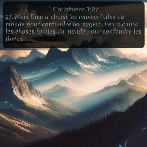 Segond 1 Corinthiens  ; image nature: image avec le verset biblique :Mais Dieu a choisi les choses folles du monde pour confondre les sages; Dieu a choisi les choses faibles du monde pour confondre les fortes; ;  ; 1:27