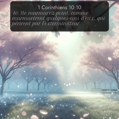 Segond 1 Corinthiens  ; image nature: image avec le verset biblique :Ne murmurez point, comme murmurèrent quelques-uns d&#039;eux, qui périrent par l&#039;exterminateur. ;  ; 10:10