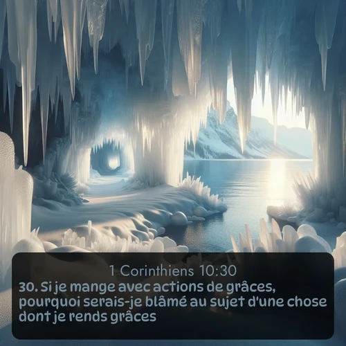 Segond 1 Corinthiens  ; image nature: image avec le verset biblique :Si je mange avec actions de grâces, pourquoi serais-je blâmé au sujet d&#039;une chose dont je rends grâces? ;  ; 10:30