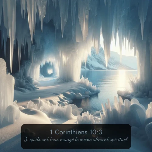 Segond 1 Corinthiens  ; image nature: image avec le verset biblique :qu&#039;ils ont tous mangé le même aliment spirituel, ;  ; 10:3