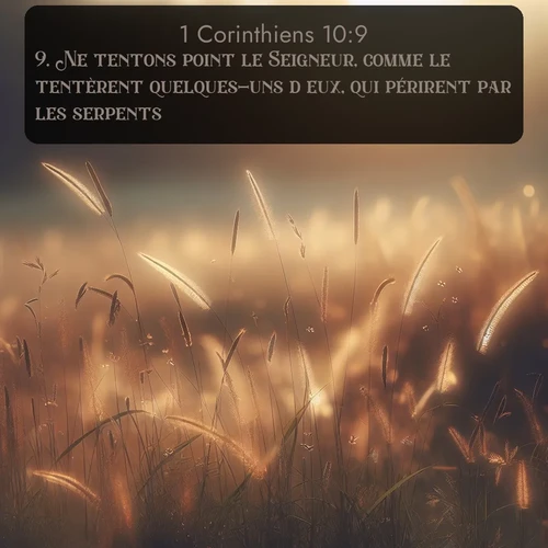 Segond 1 Corinthiens  ; image nature: image avec le verset biblique :Ne tentons point le Seigneur, comme le tentèrent quelques-uns d&#039;eux, qui périrent par les serpents. ;  ; 10:9