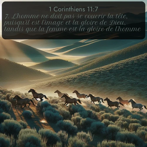 Segond 1 Corinthiens  ; image nature: image avec le verset biblique :L&#039;homme ne doit pas se couvrir la tête, puisqu&#039;il est l&#039;image et la gloire de Dieu, tandis que la femme est la gloire de l&#039;homme. ;  ; 11:7