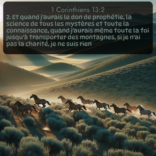 Segond 1 Corinthiens  ; image nature: image avec le verset biblique :Et quand j&#039;aurais le don de prophétie, la science de tous les mystères et toute la connaissance, quand j&#039;aurais même toute la foi jusqu&#039;à transporter des montagnes, si je n&#039;ai pas la charité, je ne suis rien. ;  ; 13:2