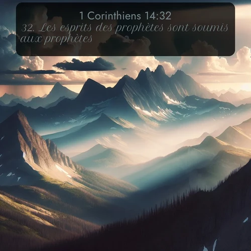 Segond 1 Corinthiens  ; image nature: image avec le verset biblique :Les esprits des prophètes sont soumis aux prophètes; ;  ; 14:32