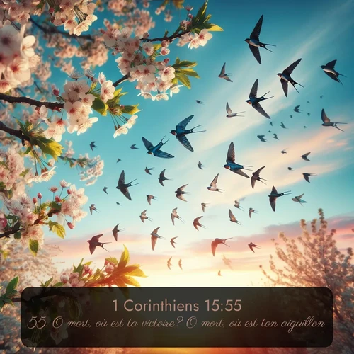 Segond 1 Corinthiens  ; image nature: image avec le verset biblique :O mort, où est ta victoire? O mort, où est ton aiguillon? ;  ; 15:55