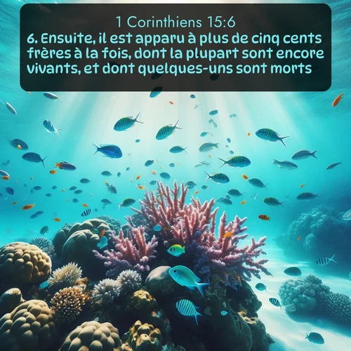 Segond 1 Corinthiens  ; image nature: image avec le verset biblique :Ensuite, il est apparu à plus de cinq cents frères à la fois, dont la plupart sont encore vivants, et dont quelques-uns sont morts. ;  ; 15:6