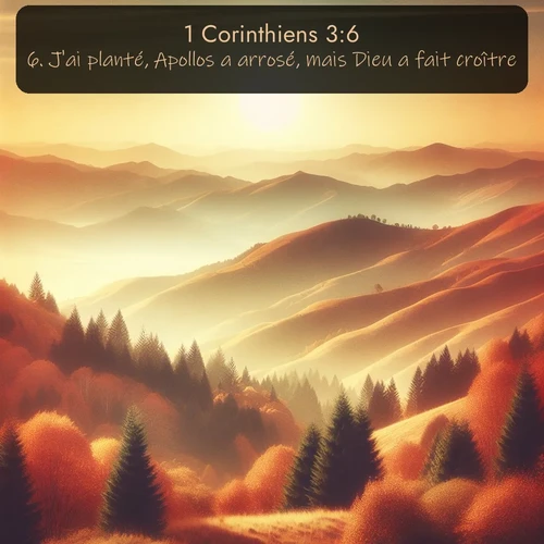 Segond 1 Corinthiens  ; image nature: image avec le verset biblique :J&#039;ai planté, Apollos a arrosé, mais Dieu a fait croître, ;  ; 3:6