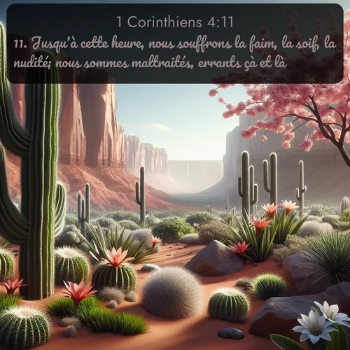 Segond 1 Corinthiens  ; image nature: image avec le verset biblique :Jusqu&#039;à cette heure, nous souffrons la faim, la soif, la nudité; nous sommes maltraités, errants çà et là; ;  ; 4:11