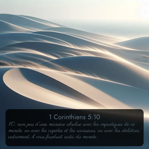Segond 1 Corinthiens  ; image nature: image avec le verset biblique :non pas d&#039;une manière absolue avec les impudiques de ce monde, ou avec les cupides et les ravisseurs, ou avec les idolâtres; autrement, il vous faudrait sortir du monde. ;  ; 5:10