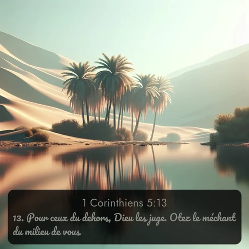 Segond 1 Corinthiens  ; image nature: image avec le verset biblique :Pour ceux du dehors, Dieu les juge. Otez le méchant du milieu de vous. ;  ; 5:13