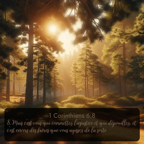 Segond 1 Corinthiens  ; image nature: image avec le verset biblique :Mais c&#039;est vous qui commettez l&#039;injustice et qui dépouillez, et c&#039;est envers des frères que vous agissez de la sorte! ;  ; 6:8