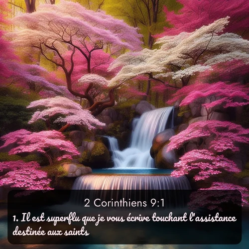 Segond 2 Corinthiens  ; image nature: image avec le verset biblique :Il est superflu que je vous écrive touchant l&#039;assistance destinée aux saints. ;  ; 9:1