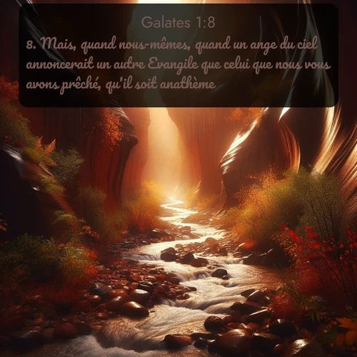 Segond Galates  ; image nature: image avec le verset biblique :Mais, quand nous-mêmes, quand un ange du ciel annoncerait un autre Evangile que celui que nous vous avons prêché, qu&#039;il soit anathème! ;  ; 1:8