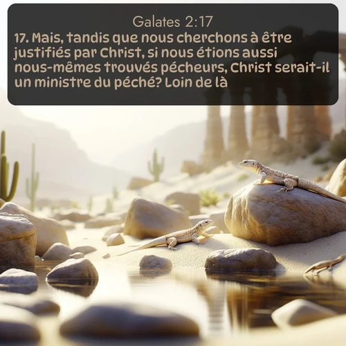 Segond Galates  ; image nature: image avec le verset biblique :Mais, tandis que nous cherchons à être justifiés par Christ, si nous étions aussi nous-mêmes trouvés pécheurs, Christ serait-il un ministre du péché? Loin de là! ;  ; 2:17