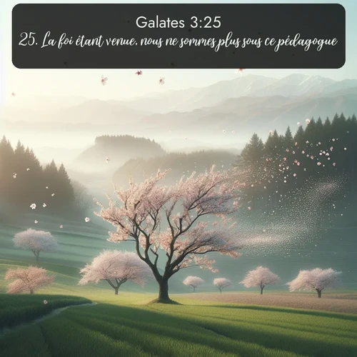 Segond Galates  ; image nature: image avec le verset biblique :La foi étant venue, nous ne sommes plus sous ce pédagogue. ;  ; 3:25