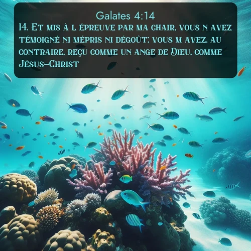 Segond Galates  ; image nature: image avec le verset biblique :Et mis à l&#039;épreuve par ma chair, vous n&#039;avez témoigné ni mépris ni dégoût; vous m&#039;avez, au contraire, reçu comme un ange de Dieu, comme Jésus-Christ. ;  ; 4:14