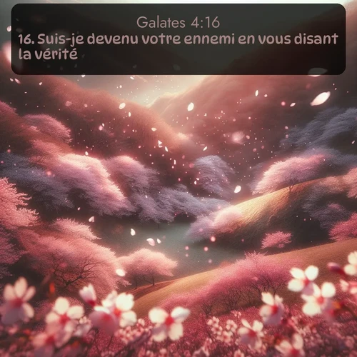 Segond Galates  ; image nature: image avec le verset biblique :Suis-je devenu votre ennemi en vous disant la vérité? ;  ; 4:16