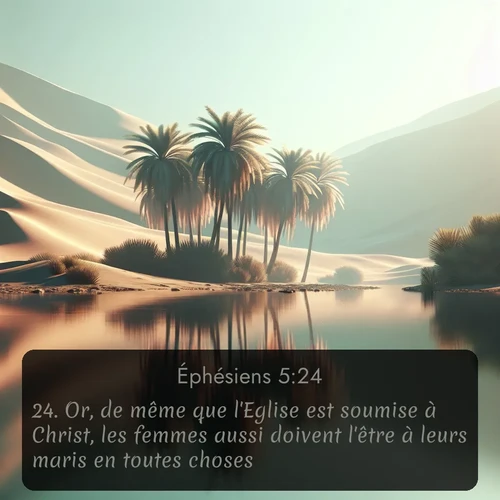 Segond Éphésiens  ; image nature: image avec le verset biblique :Or, de même que l&#039;Eglise est soumise à Christ, les femmes aussi doivent l&#039;être à leurs maris en toutes choses. ;  ; 5:24