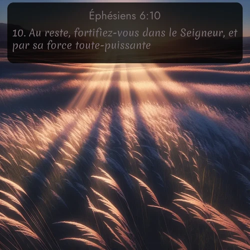 Segond Éphésiens  ; image nature: image avec le verset biblique :Au reste, fortifiez-vous dans le Seigneur, et par sa force toute-puissante. ;  ; 6:10