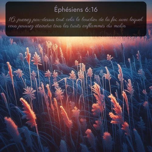 Segond Éphésiens  ; image nature: image avec le verset biblique :prenez par-dessus tout cela le bouclier de la foi, avec lequel vous pourrez éteindre tous les traits enflammés du malin; ;  ; 6:16