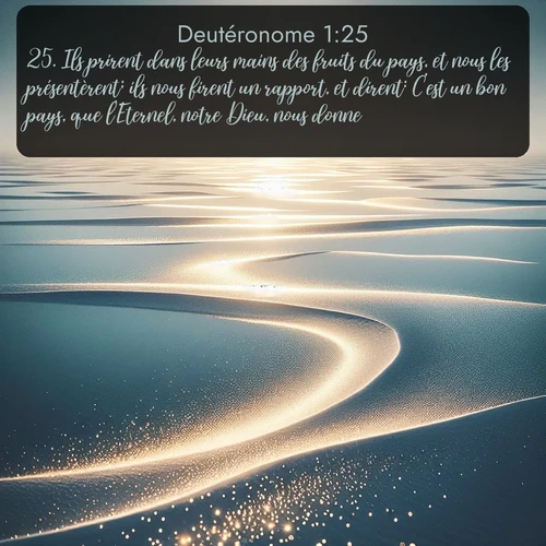 Segond Deutéronome  ; image nature: image avec le verset biblique :Ils prirent dans leurs mains des fruits du pays, et nous les présentèrent; ils nous firent un rapport, et dirent: C&#039;est un bon pays, que l&#039;Eternel, notre Dieu, nous donne. ;  ; 1:25