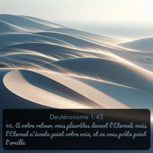 Segond Deutéronome  ; image nature: image avec le verset biblique :A votre retour, vous pleurâtes devant l&#039;Eternel; mais l&#039;Eternel n&#039;écouta point votre voix, et ne vous prêta point l&#039;oreille. ;  ; 1:45