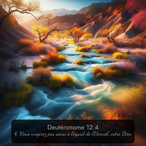 Segond Deutéronome  ; image nature: image avec le verset biblique :Vous n&#039;agirez pas ainsi à l&#039;égard de l&#039;Eternel, votre Dieu. ;  ; 12:4