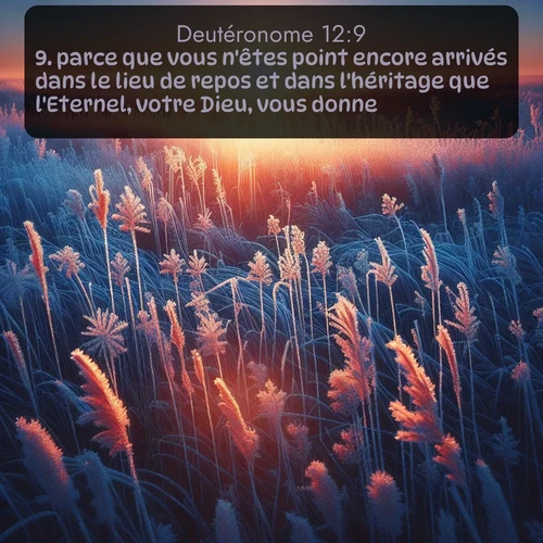 Segond Deutéronome  ; image nature: image avec le verset biblique :parce que vous n&#039;êtes point encore arrivés dans le lieu de repos et dans l&#039;héritage que l&#039;Eternel, votre Dieu, vous donne. ;  ; 12:9