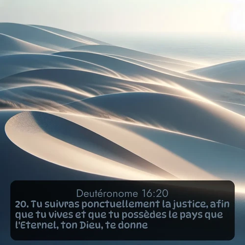 Segond Deutéronome  ; image nature: image avec le verset biblique :Tu suivras ponctuellement la justice, afin que tu vives et que tu possèdes le pays que l&#039;Eternel, ton Dieu, te donne. ;  ; 16:20