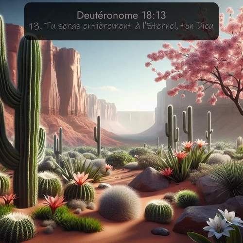 Segond Deutéronome  ; image nature: image avec le verset biblique :Tu seras entièrement à l&#039;Eternel, ton Dieu. ;  ; 18:13